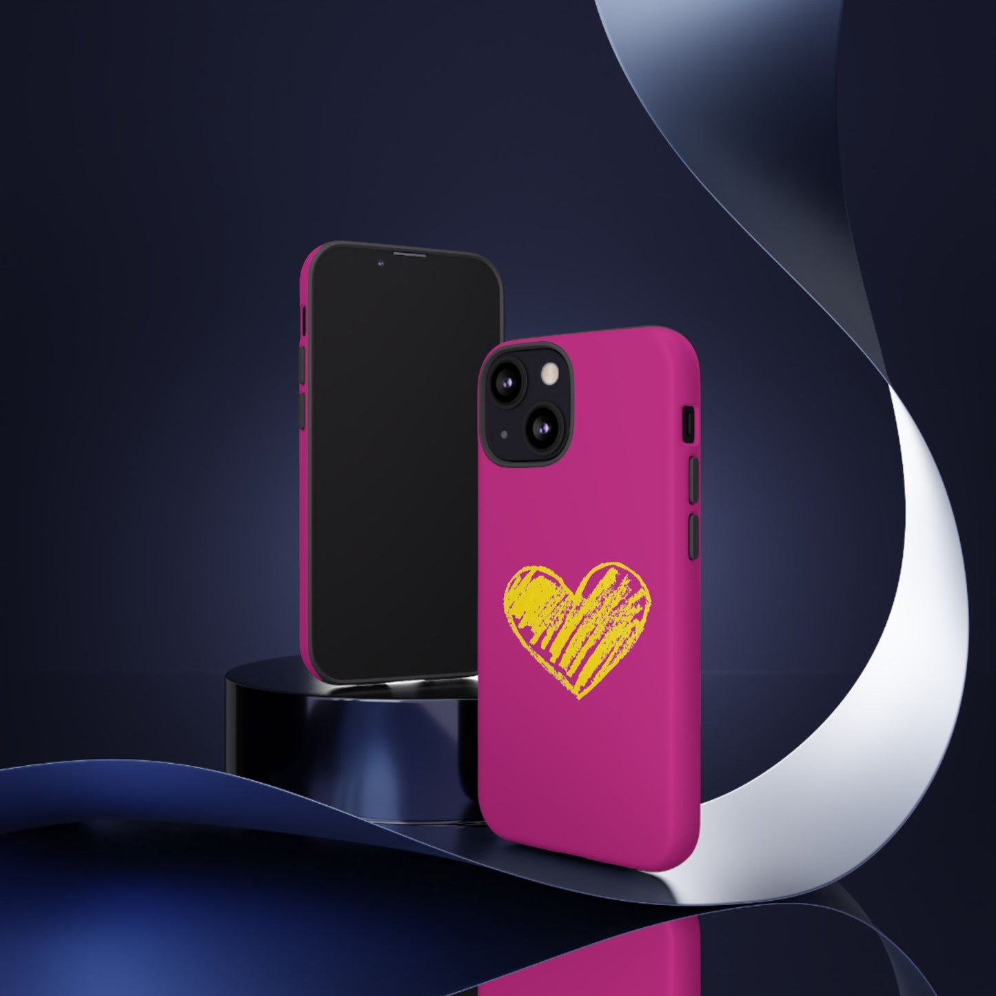 Yellow Heart, Pink Phone Case