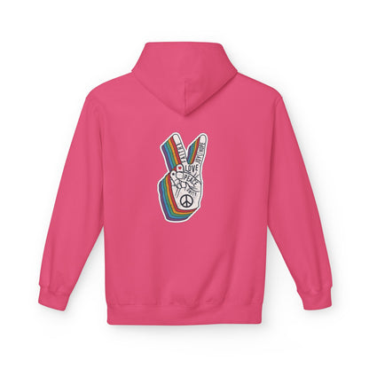 Peace and Love - Cozy Fleece Hoodie - Back design