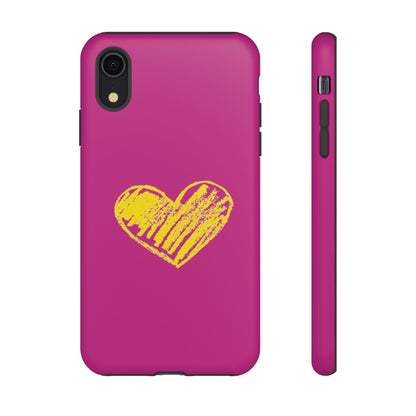 Yellow Heart, Pink Phone Case