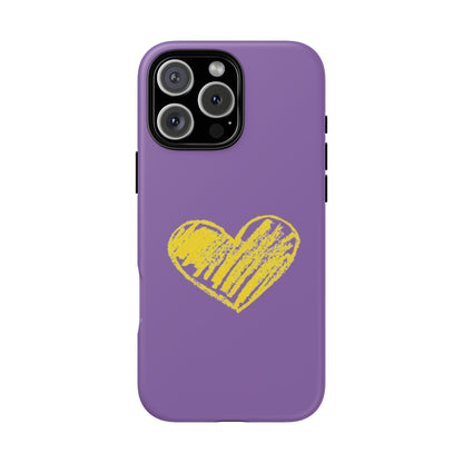 Yellow Heart, Purple Phone Case