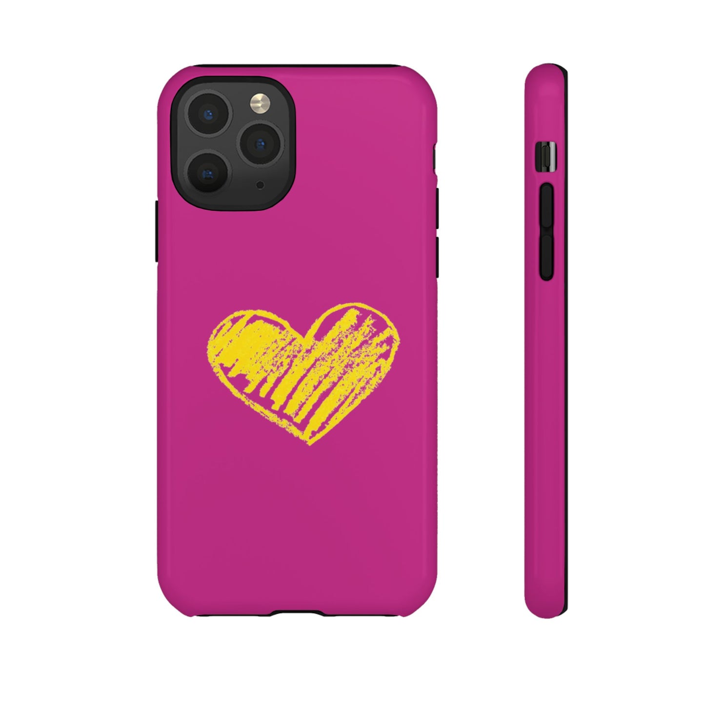 Yellow Heart, Pink Phone Case