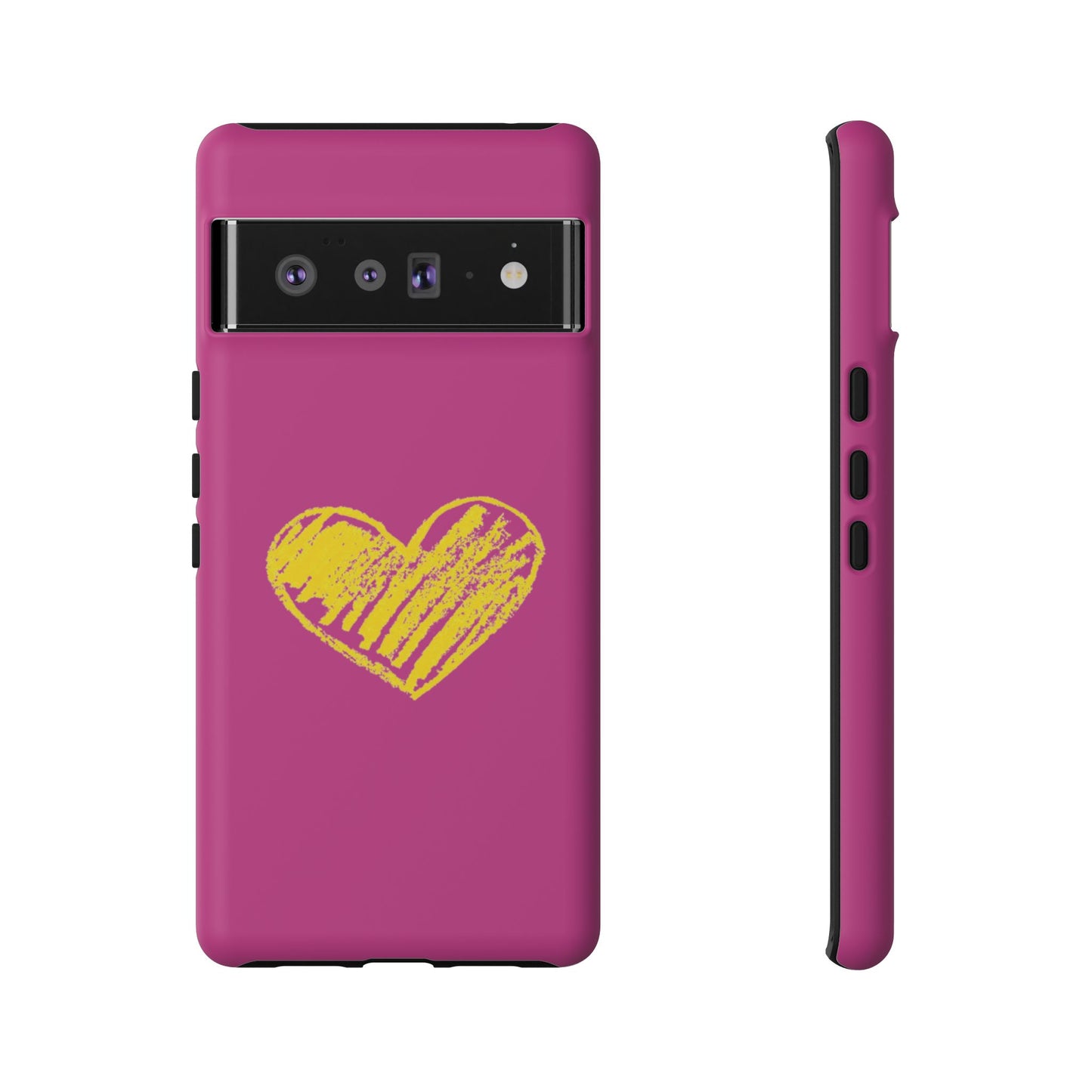 Yellow Heart, Pink Phone Case