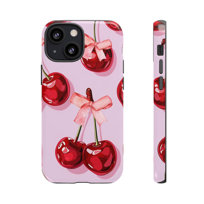 Cherry Ribbon Phone Cases for iPhone, Samsung Galaxy, and Google Pixel