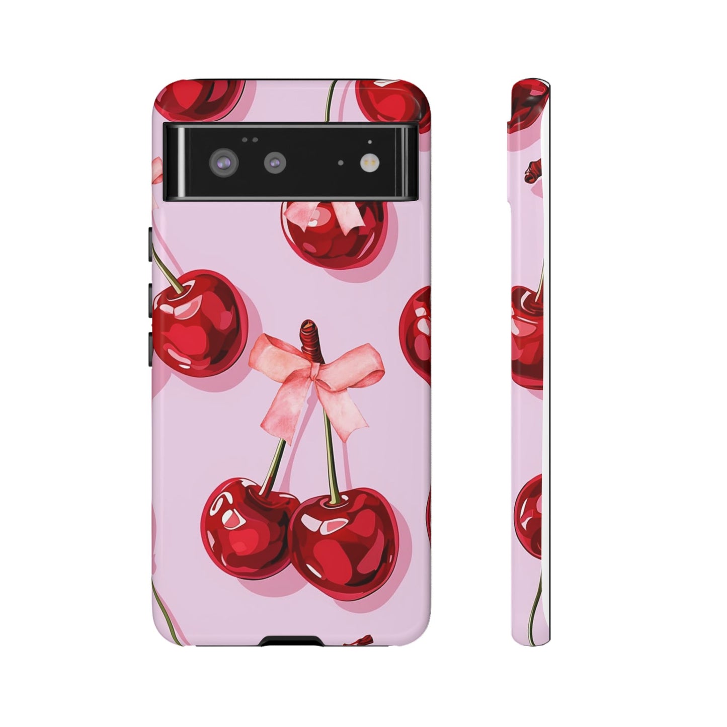 Cherry Ribbon Phone Cases for iPhone, Samsung Galaxy, and Google Pixel