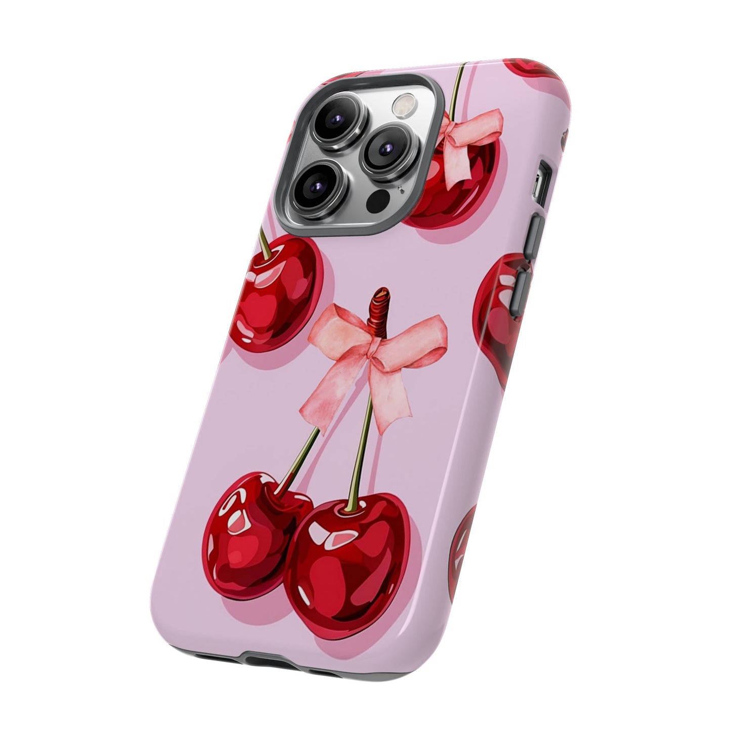 Cherry Ribbon Phone Cases for iPhone, Samsung Galaxy, and Google Pixel