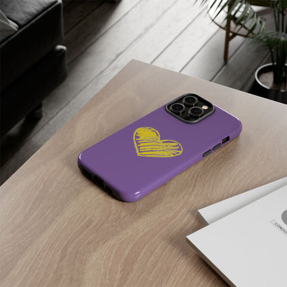 Yellow Heart, Purple Phone Case