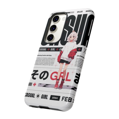 "Casual Girl" Anime Phone Cases for iPhone, Samsung Galaxy, and Google Pixel, Pick your size