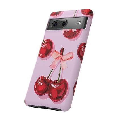 Cherry Ribbon Phone Cases for iPhone, Samsung Galaxy, and Google Pixel