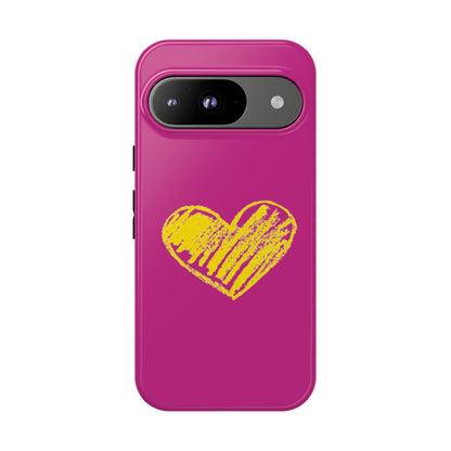 Yellow Heart, Pink Phone Case