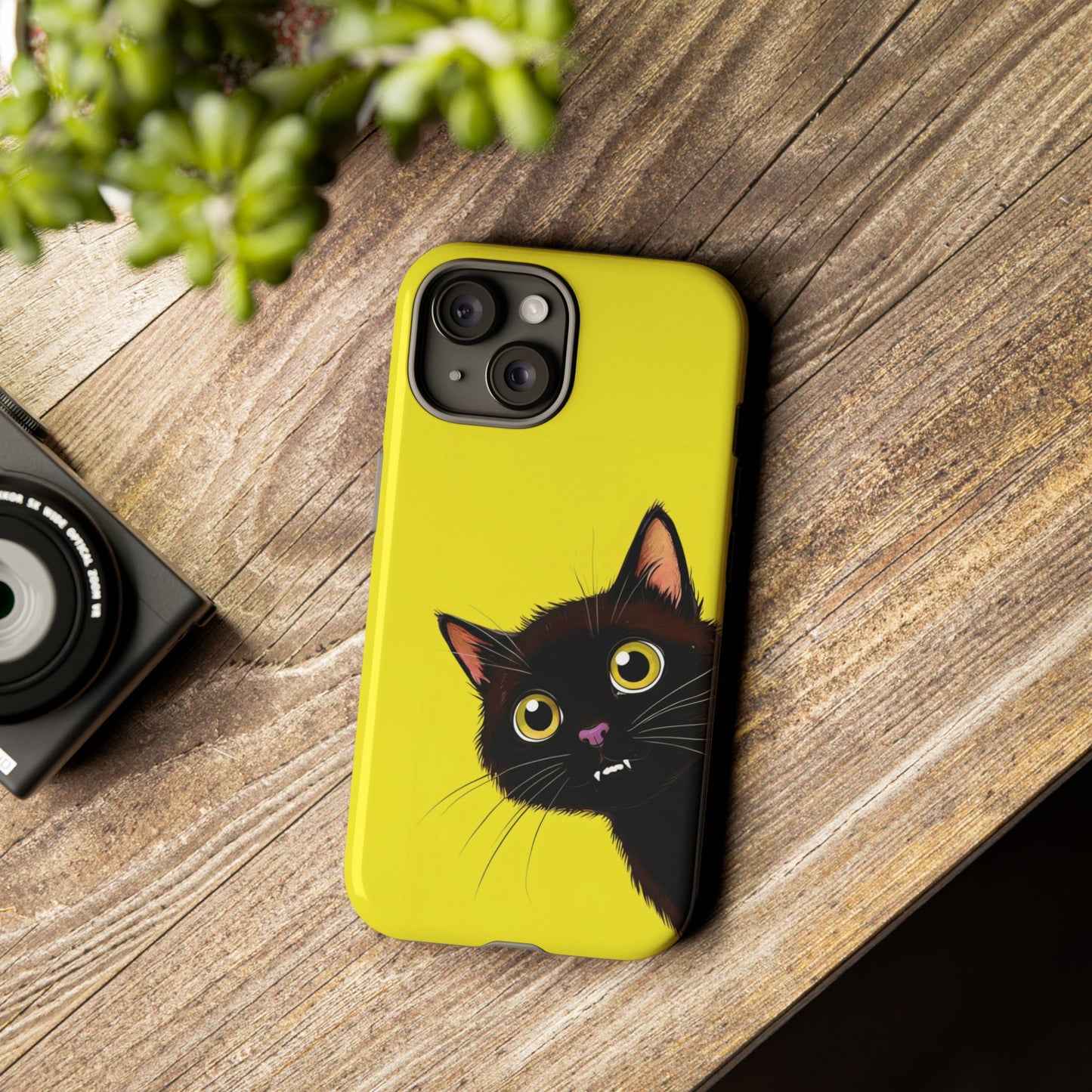 'Cute Cat' Yellow Phone Case