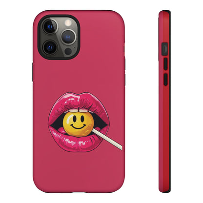 Lips & A Smiley Face Lollipop Phone Case