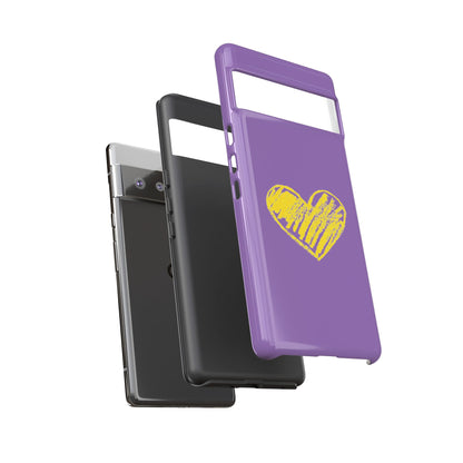 Yellow Heart, Purple Phone Case