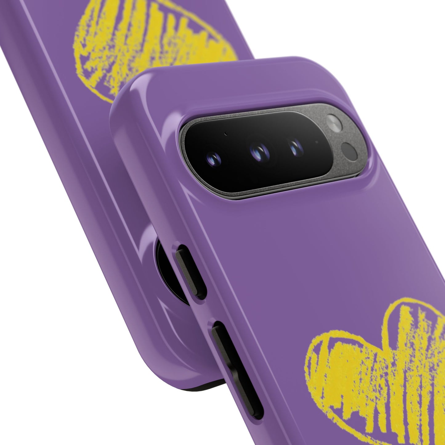 Yellow Heart, Purple Phone Case