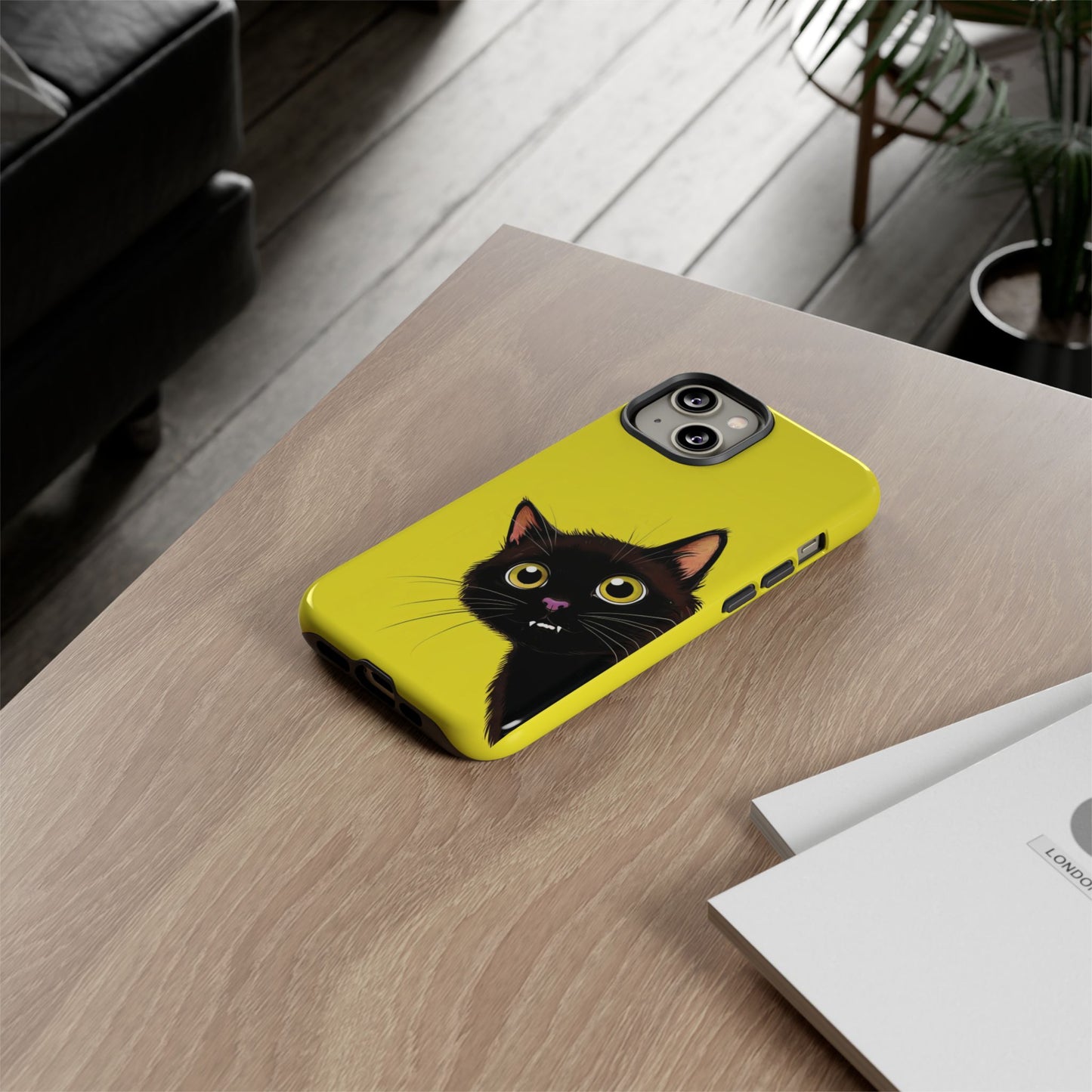 'Cute Cat' Yellow Phone Case