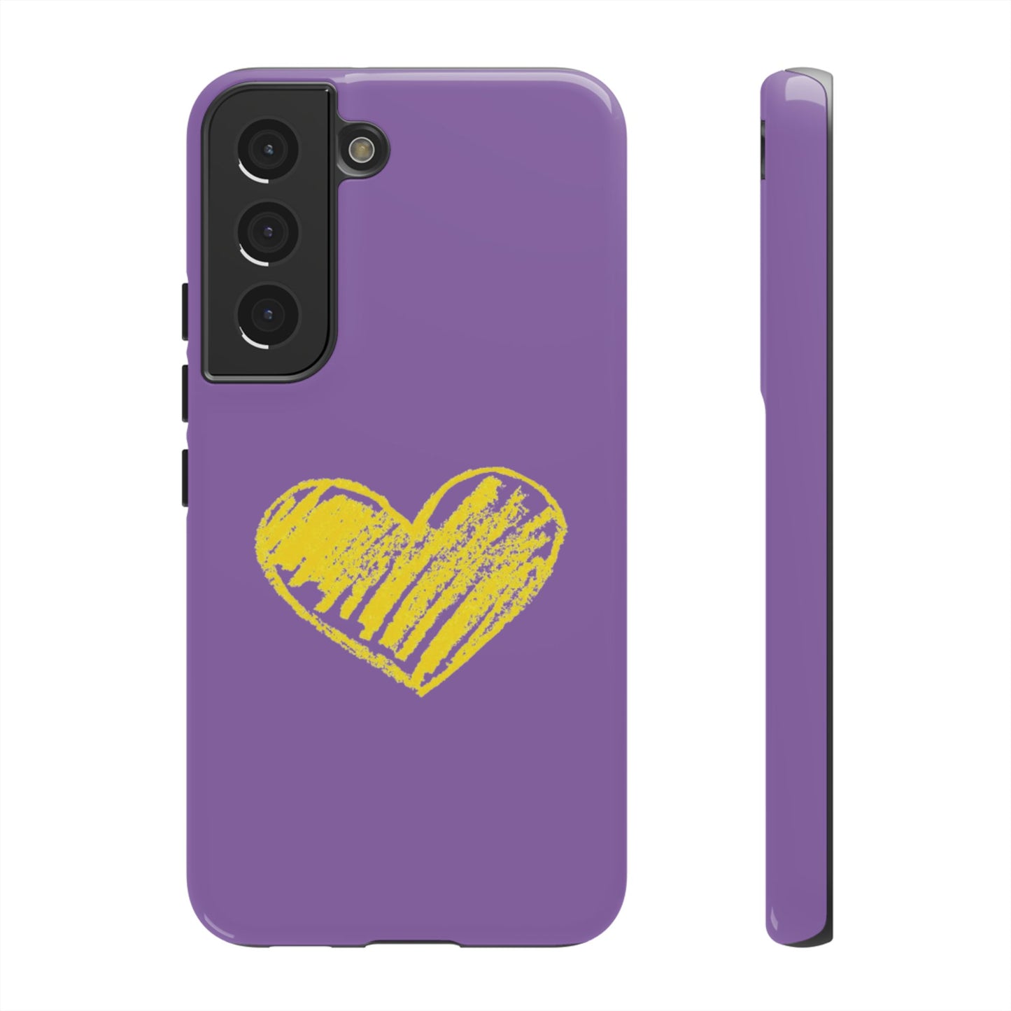 Yellow Heart, Purple Phone Case