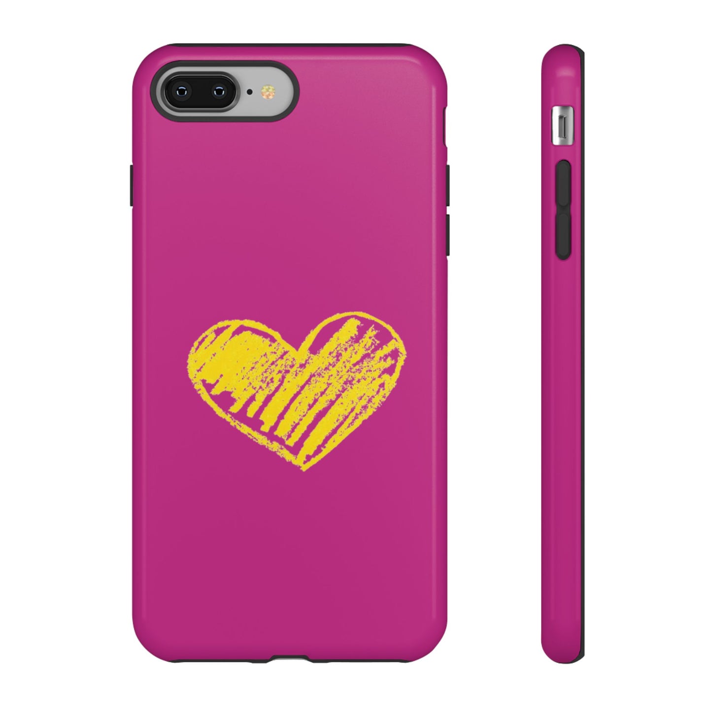 Yellow Heart, Pink Phone Case