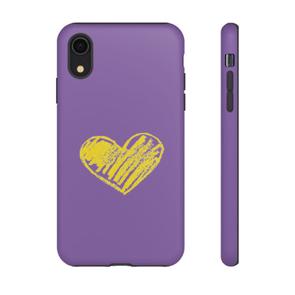 Yellow Heart, Purple Phone Case