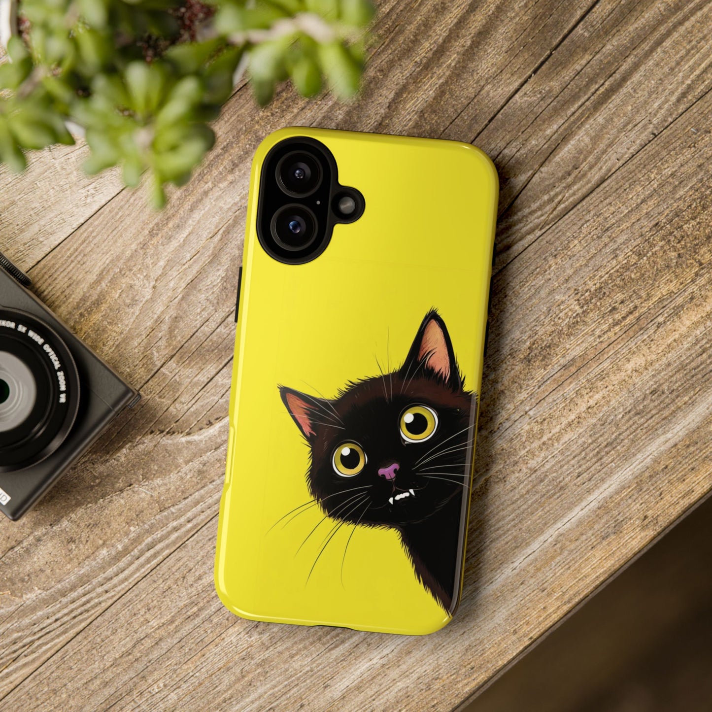 'Cute Cat' Yellow Phone Case