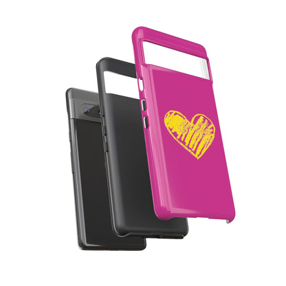 Yellow Heart, Pink Phone Case