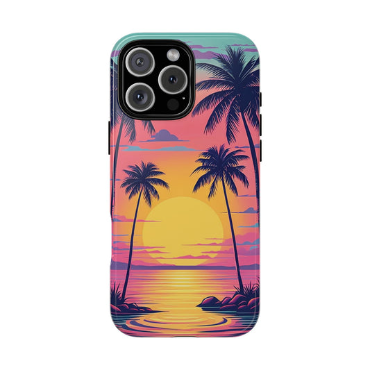 Sunset With Palm Trees Phone Case, Tough Cases, Pick your size, iPhone, Samsung Galaxy, Google Pixel