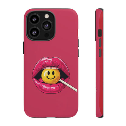 Lips & A Smiley Face Lollipop Phone Case