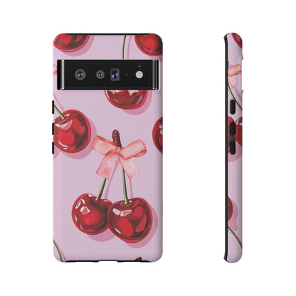 Cherry Ribbon Phone Cases for iPhone, Samsung Galaxy, and Google Pixel