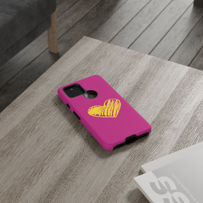 Yellow Heart, Pink Phone Case