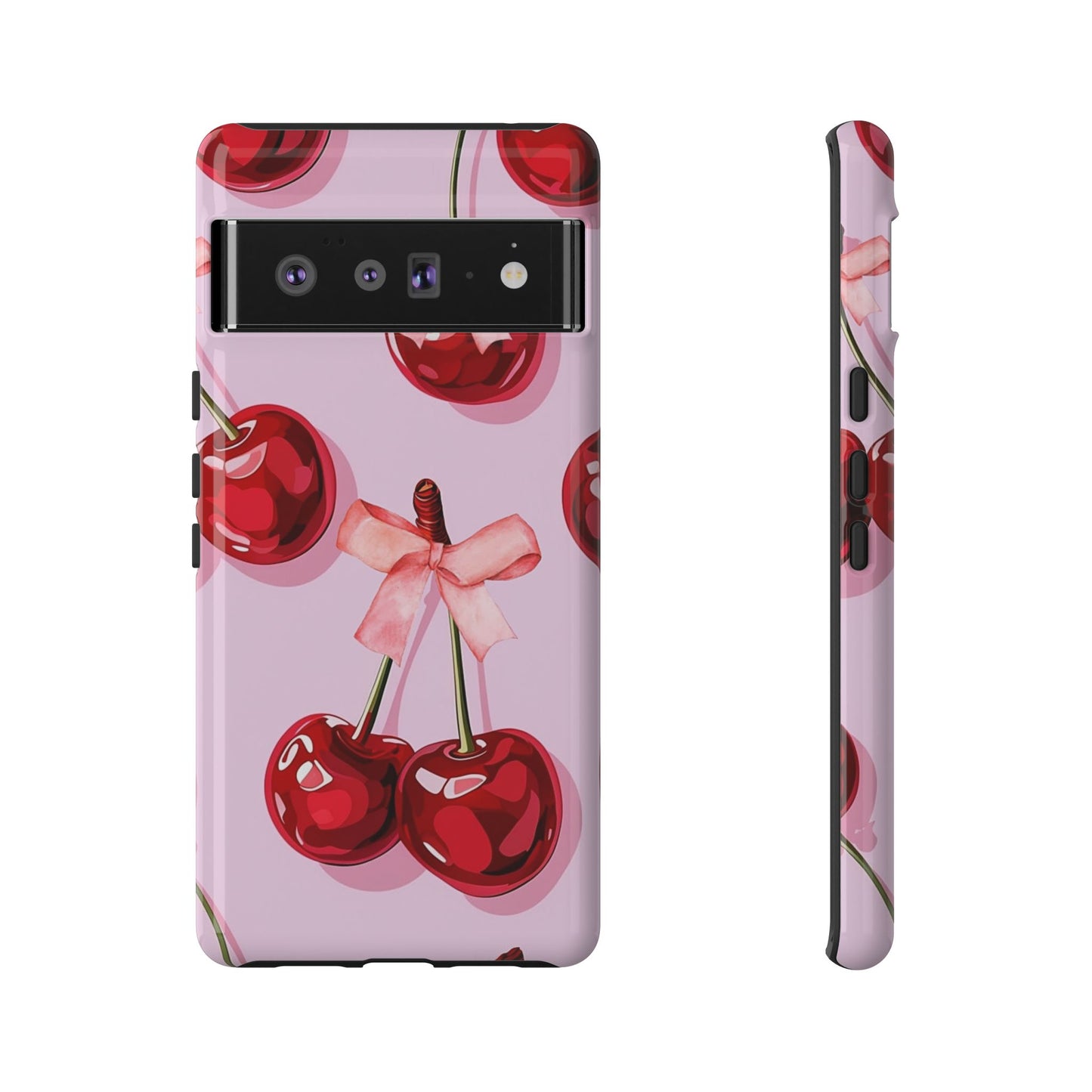 Cherry Ribbon Phone Cases for iPhone, Samsung Galaxy, and Google Pixel