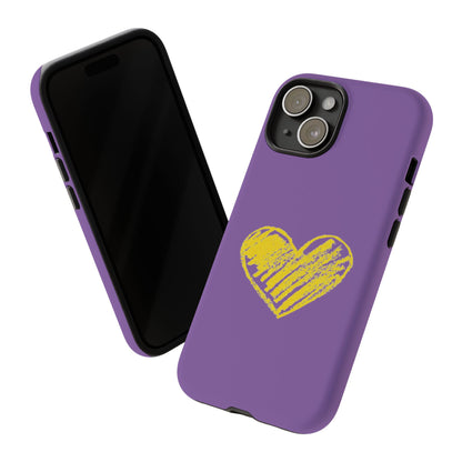 Yellow Heart, Purple Phone Case