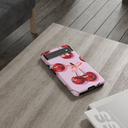 Cherry Ribbon Phone Cases for iPhone, Samsung Galaxy, and Google Pixel