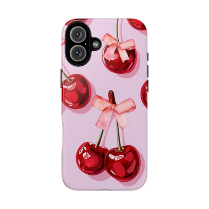 Cherry Ribbon Phone Cases for iPhone, Samsung Galaxy, and Google Pixel