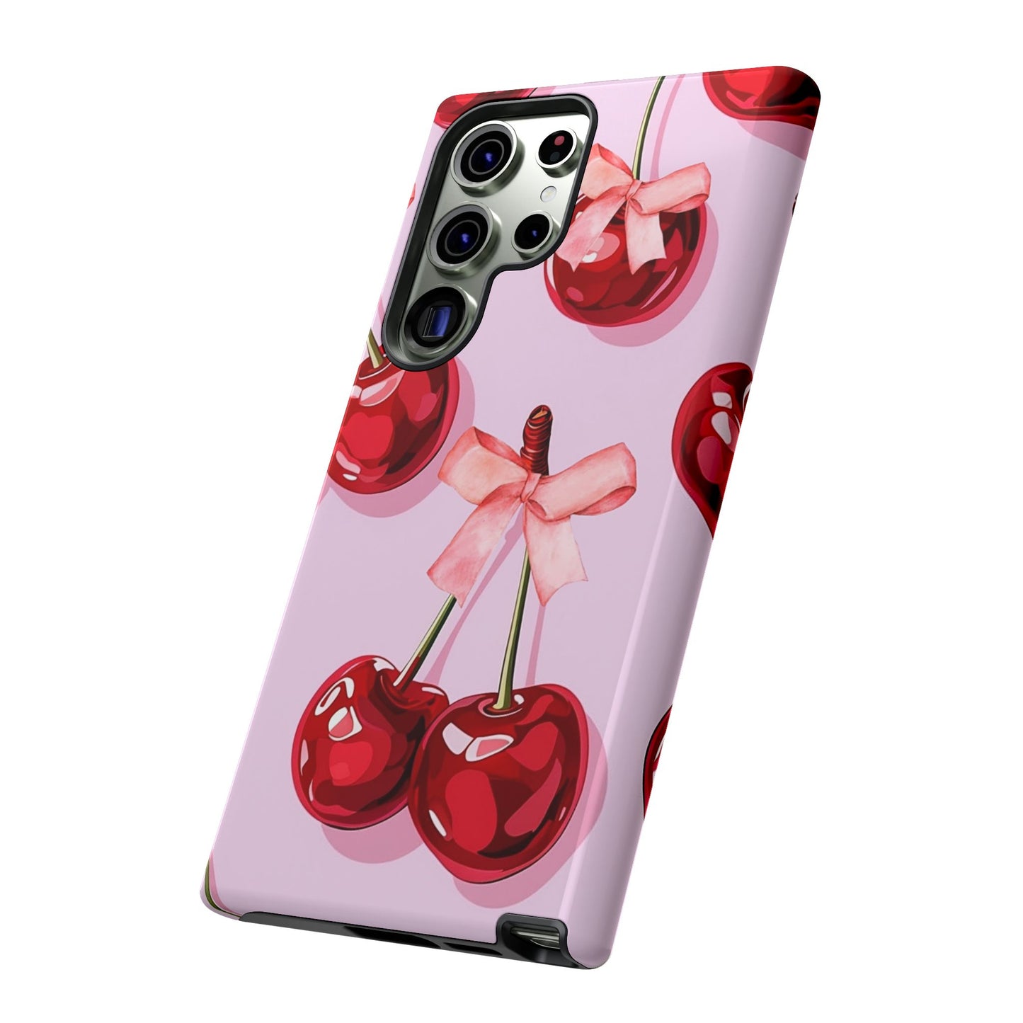 Cherry Ribbon Phone Cases for iPhone, Samsung Galaxy, and Google Pixel