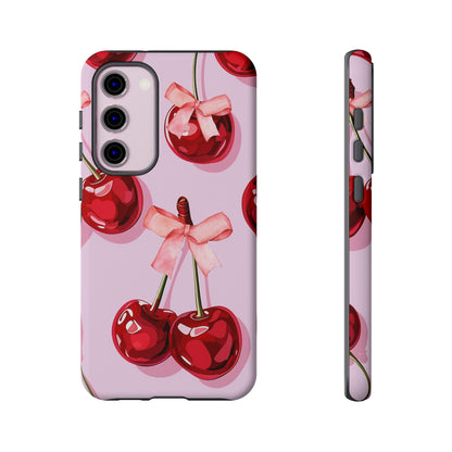 Cherry Ribbon Phone Cases for iPhone, Samsung Galaxy, and Google Pixel