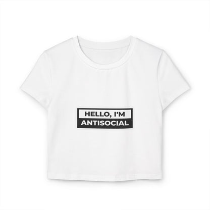 "Hello I'm Antisocial" Crop Top Shirt