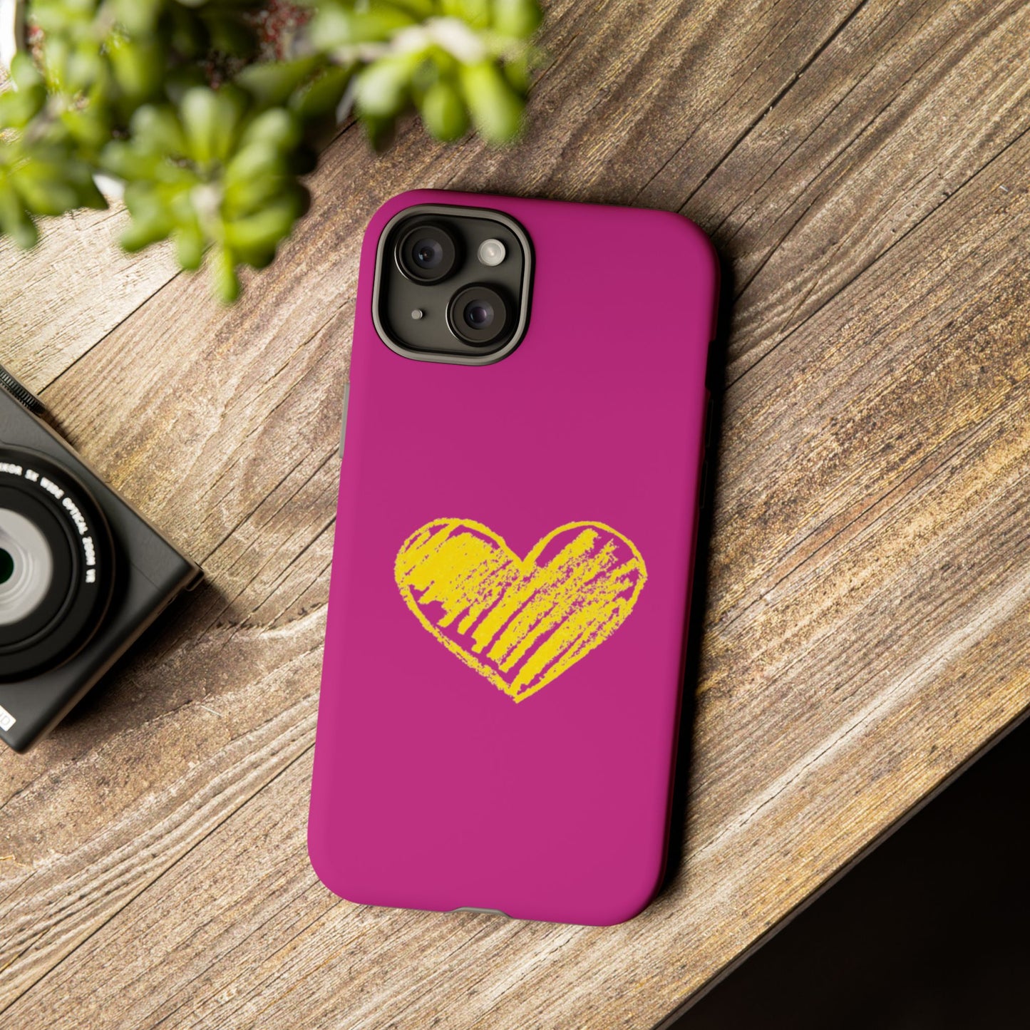 Yellow Heart, Pink Phone Case