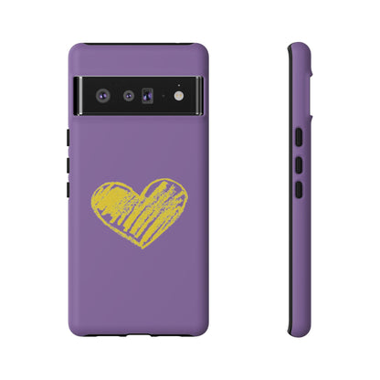 Yellow Heart, Purple Phone Case