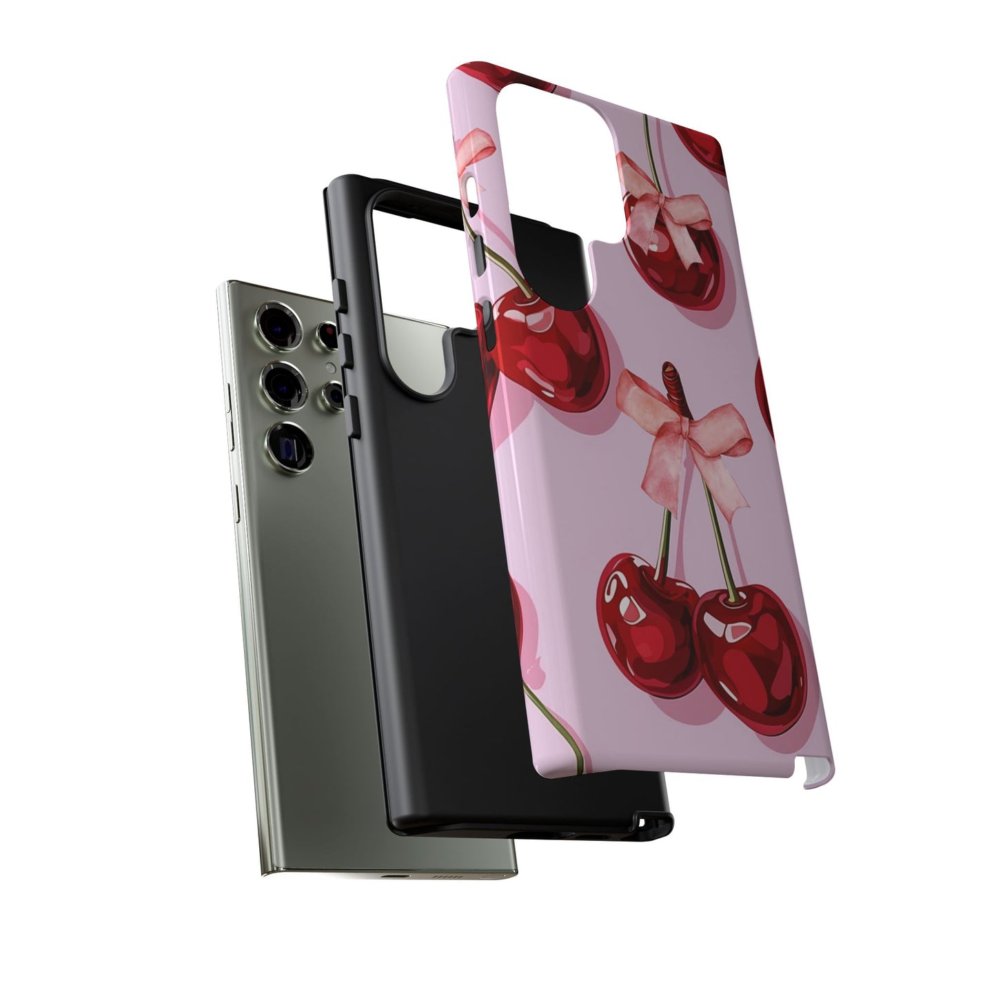 Cherry Ribbon Phone Cases for iPhone, Samsung Galaxy, and Google Pixel