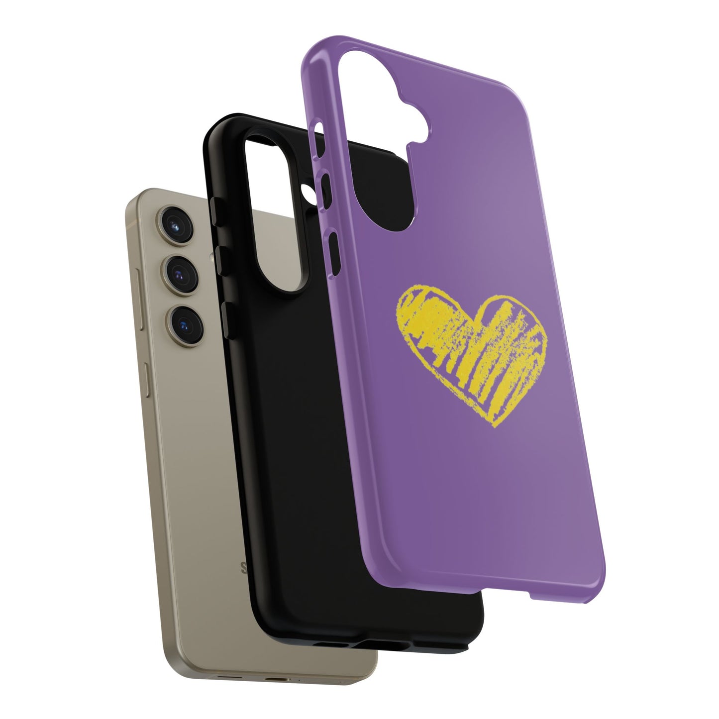 Yellow Heart, Purple Phone Case