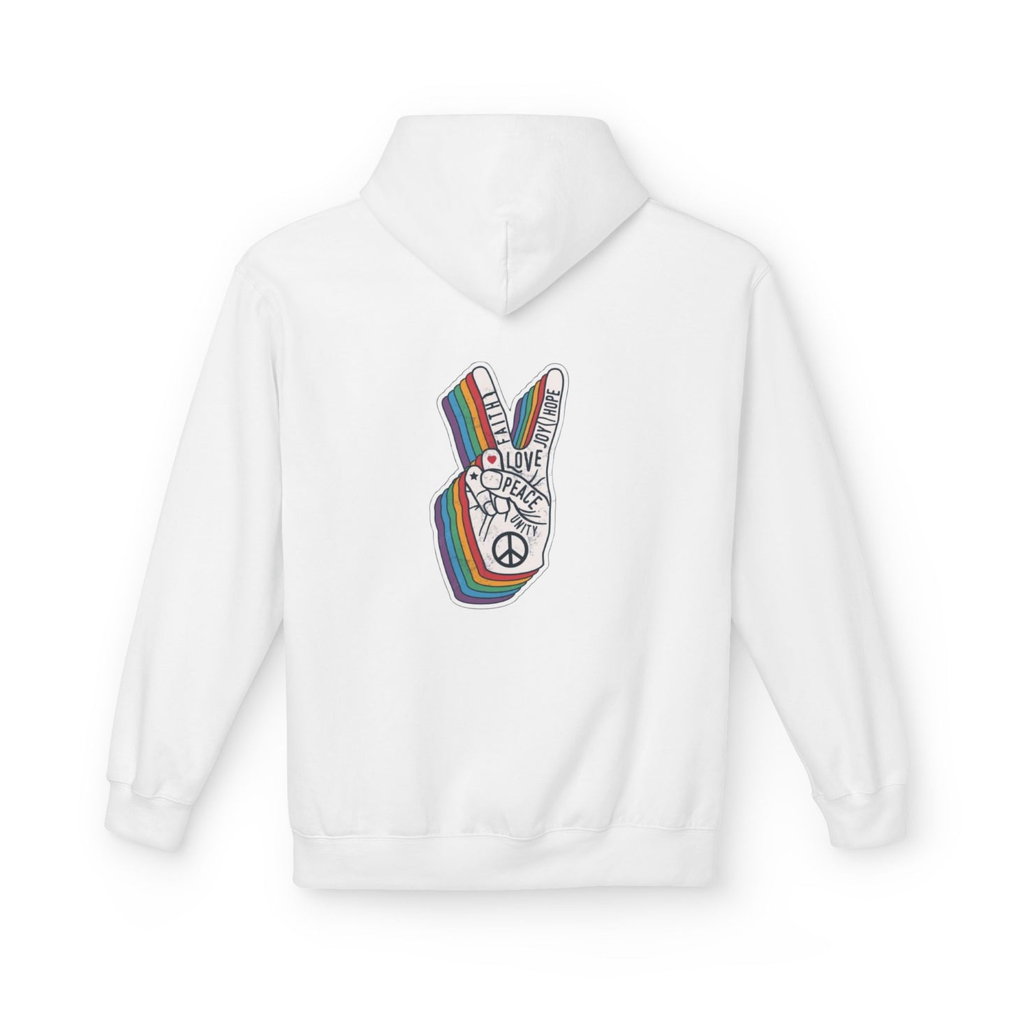 Peace and Love - Cozy Fleece Hoodie - Back design