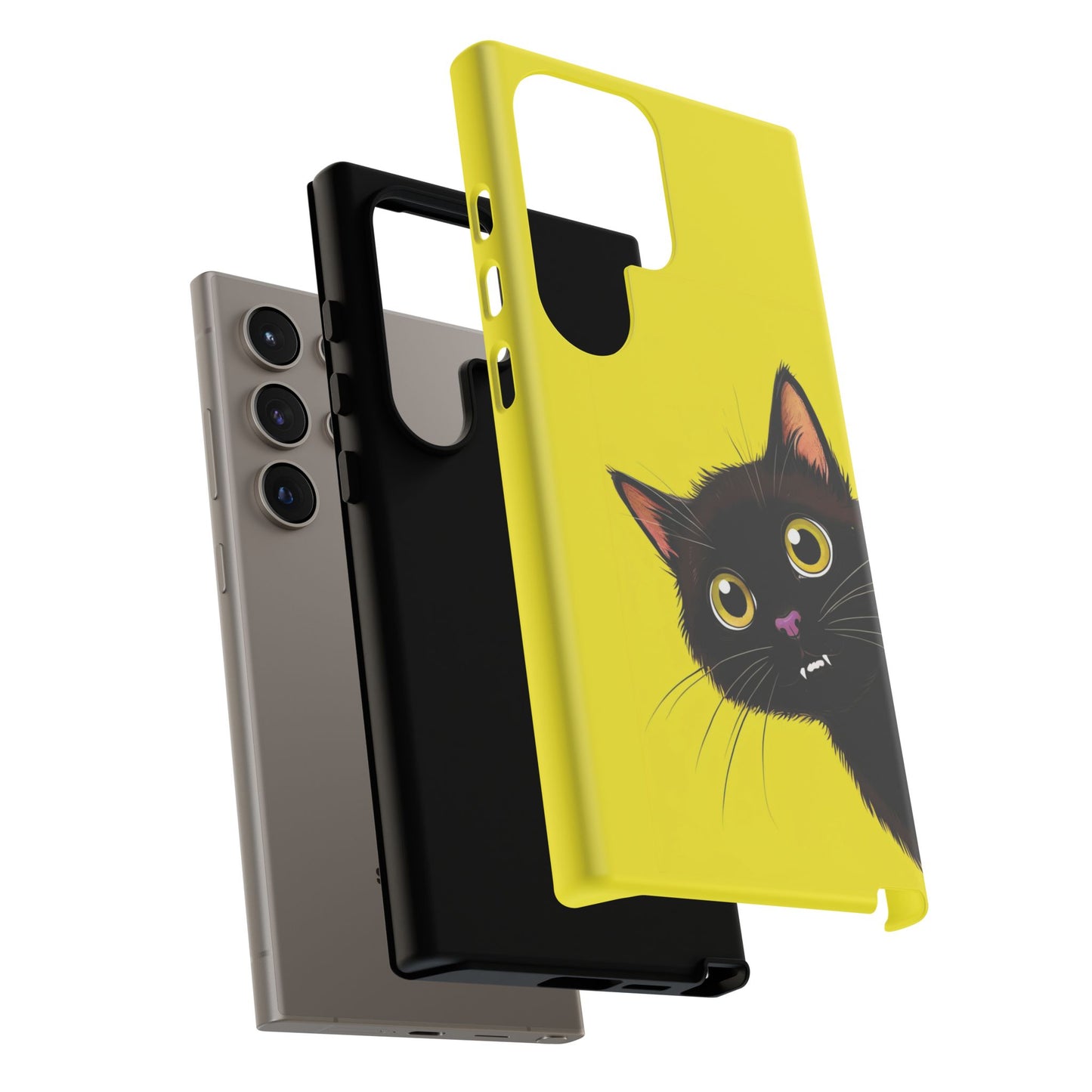 'Cute Cat' Yellow Phone Case