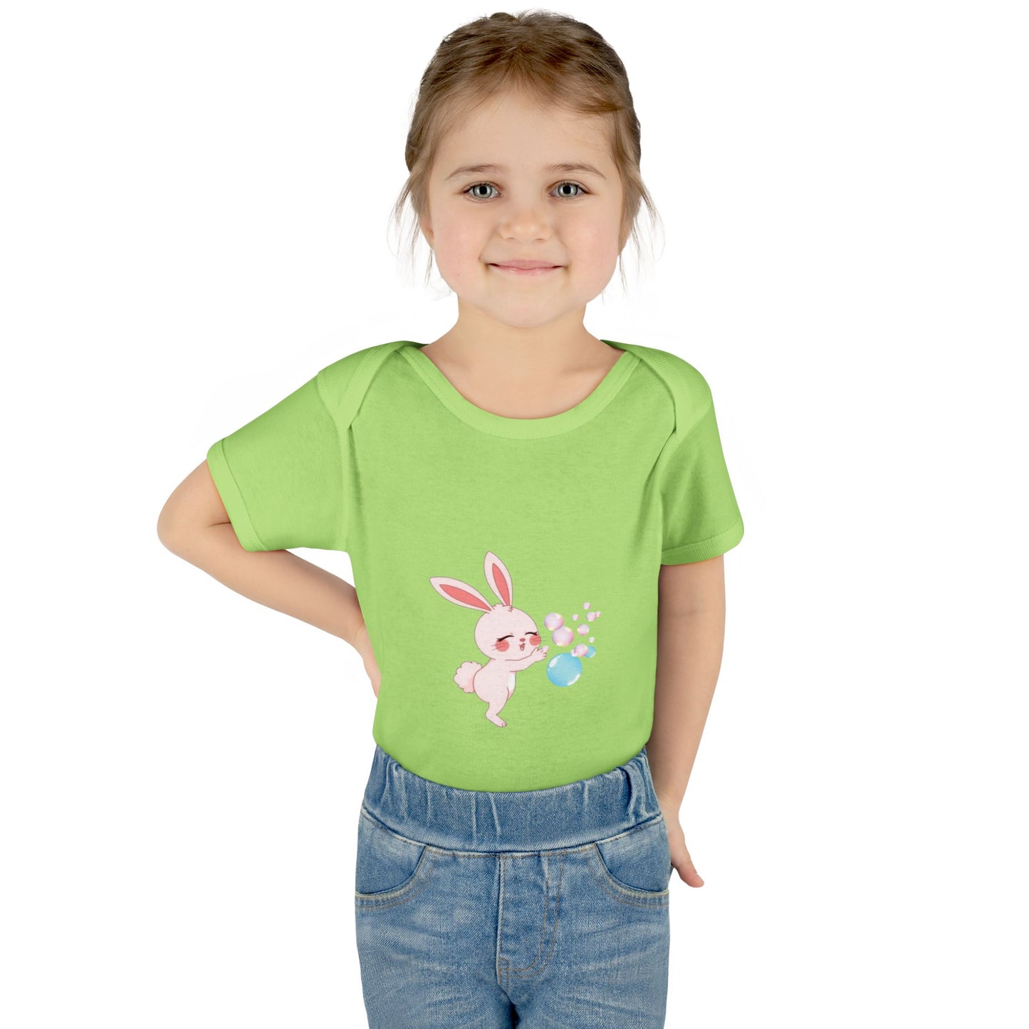 "Bunny Bubble", Infant Baby and Kid's Rib Bodysuit