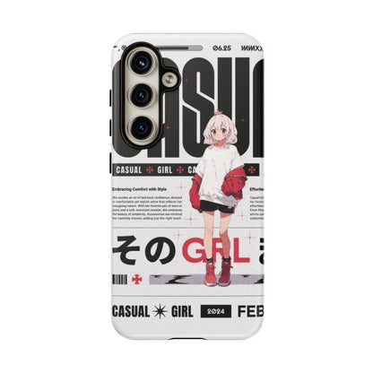 "Casual Girl" Anime Phone Cases for iPhone, Samsung Galaxy, and Google Pixel, Pick your size