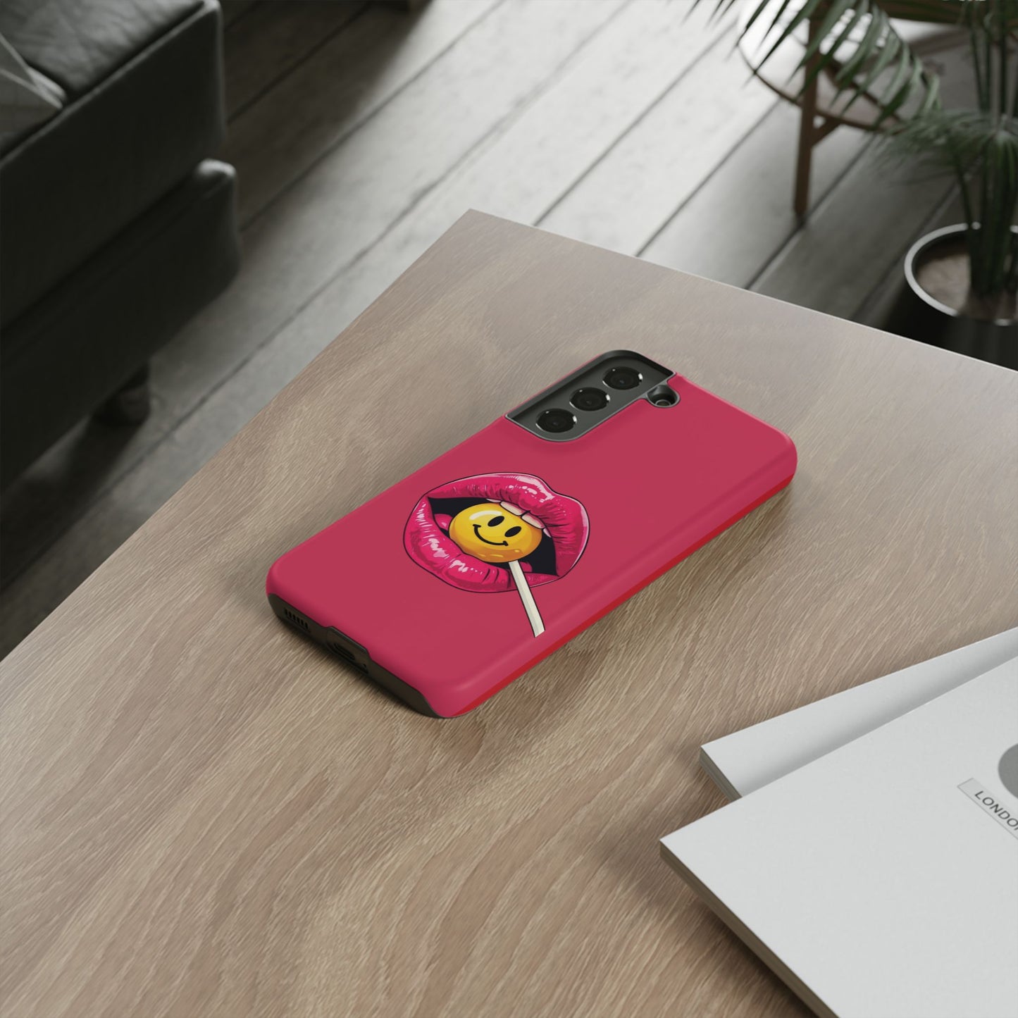 Lips & A Smiley Face Lollipop Phone Case