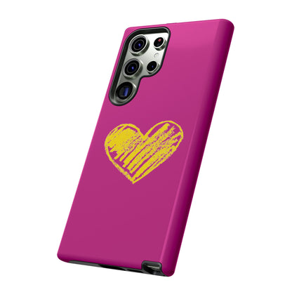 Yellow Heart, Pink Phone Case