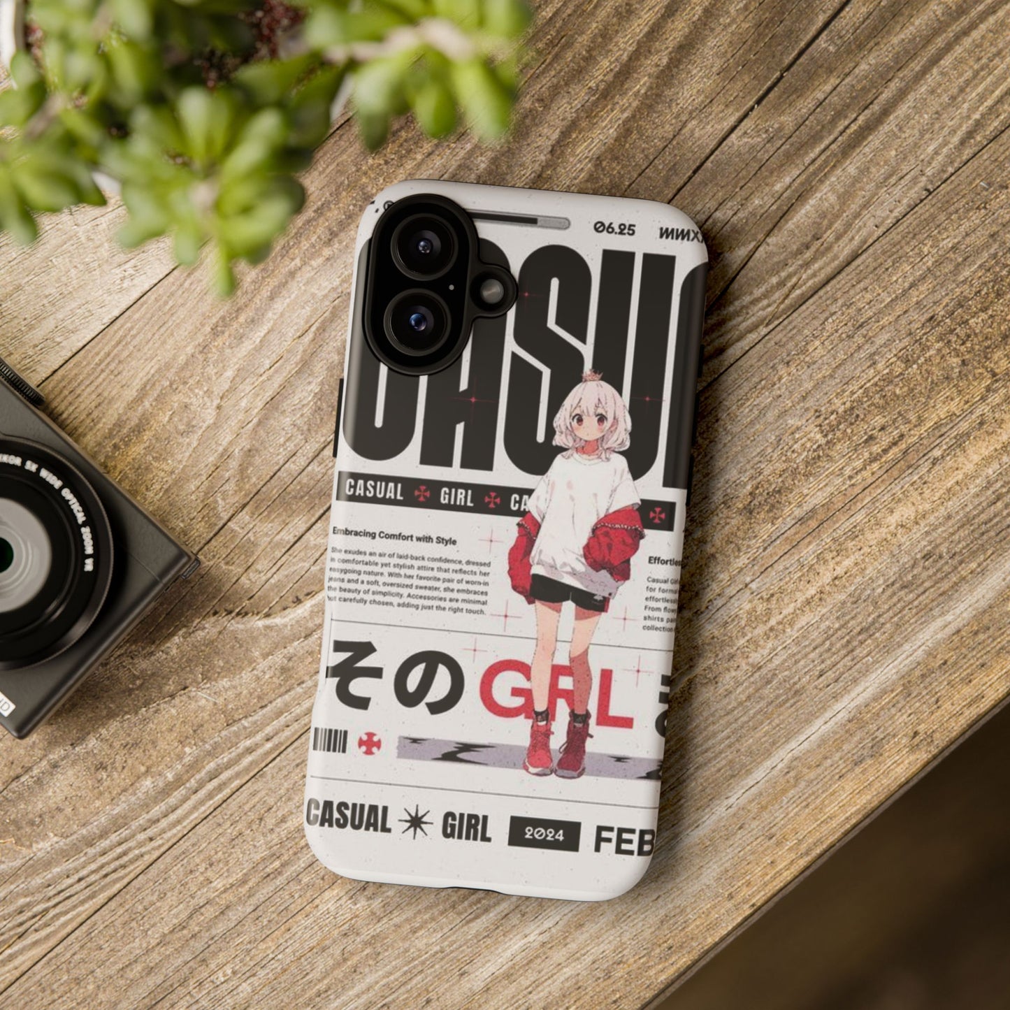 "Casual Girl" Anime Phone Cases for iPhone, Samsung Galaxy, and Google Pixel, Pick your size