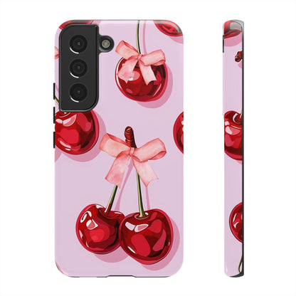 Cherry Ribbon Phone Cases for iPhone, Samsung Galaxy, and Google Pixel