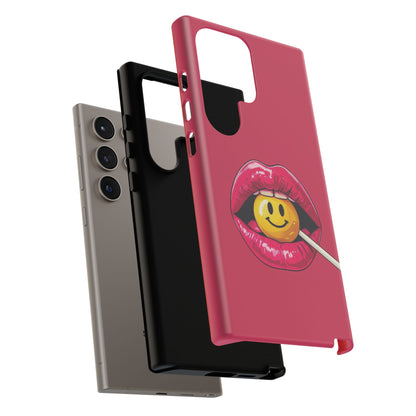 Lips & A Smiley Face Lollipop Phone Case