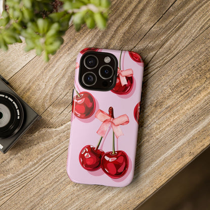 Cherry Ribbon Phone Cases for iPhone, Samsung Galaxy, and Google Pixel