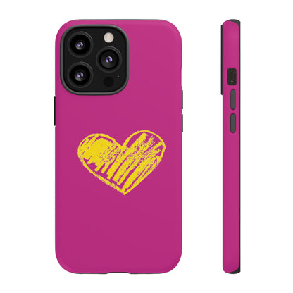 Yellow Heart, Pink Phone Case