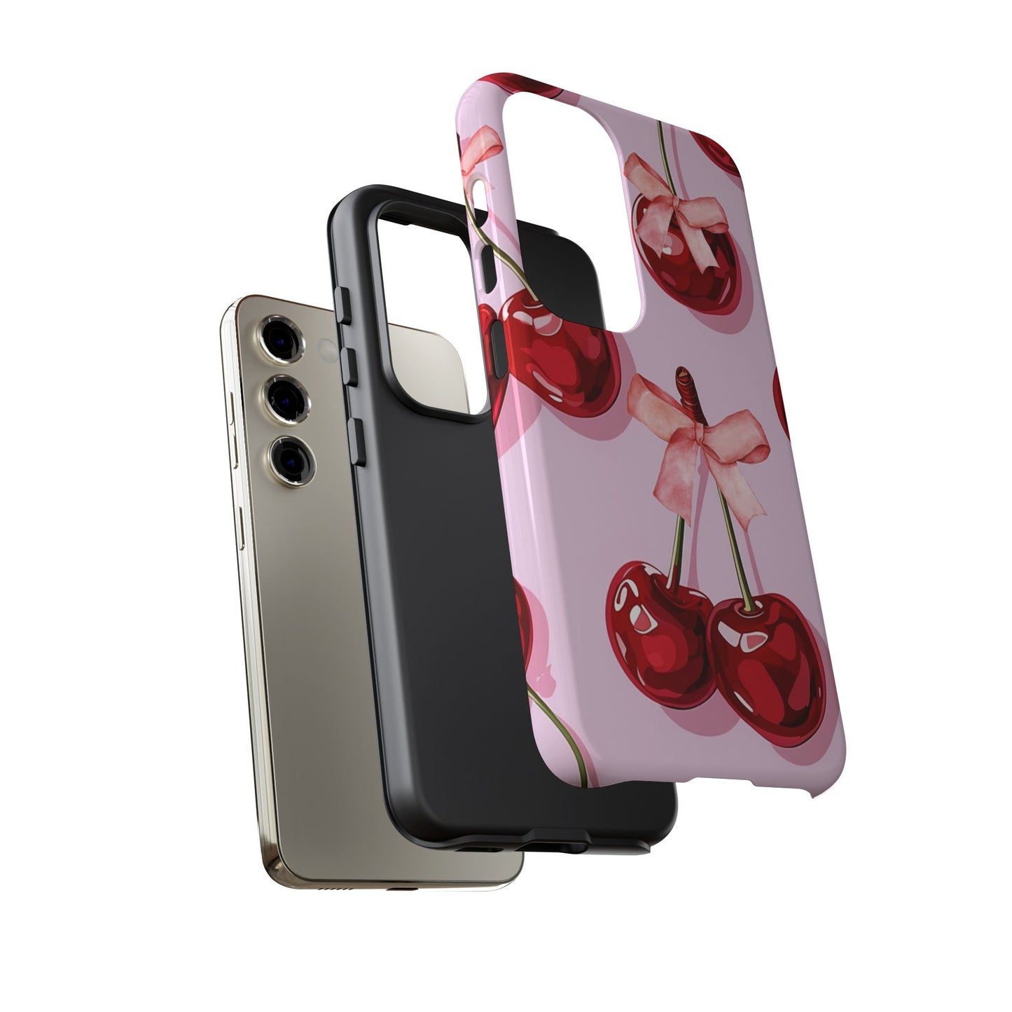 Cherry Ribbon Phone Cases for iPhone, Samsung Galaxy, and Google Pixel